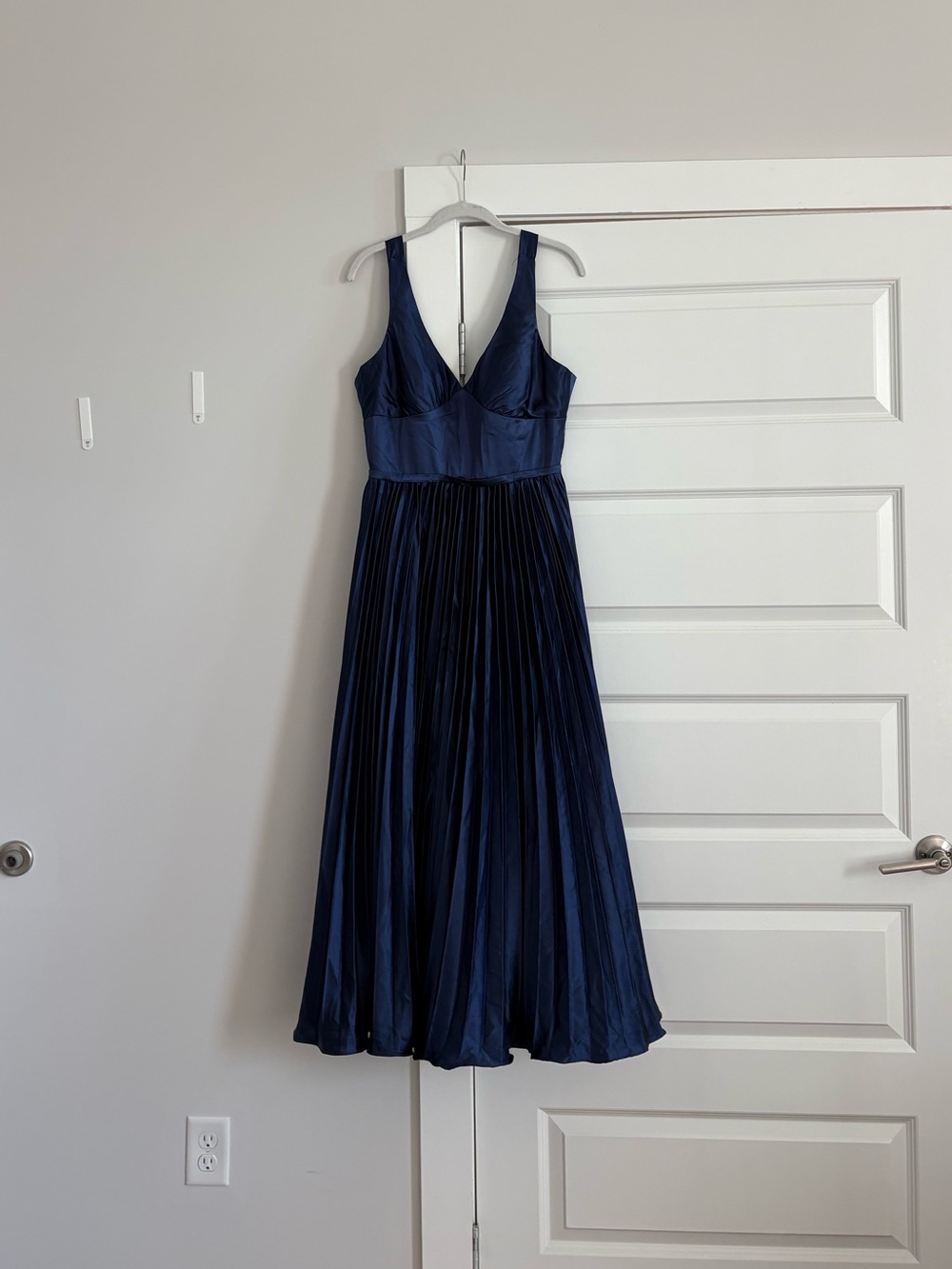 Navy Pleated Formal Dress